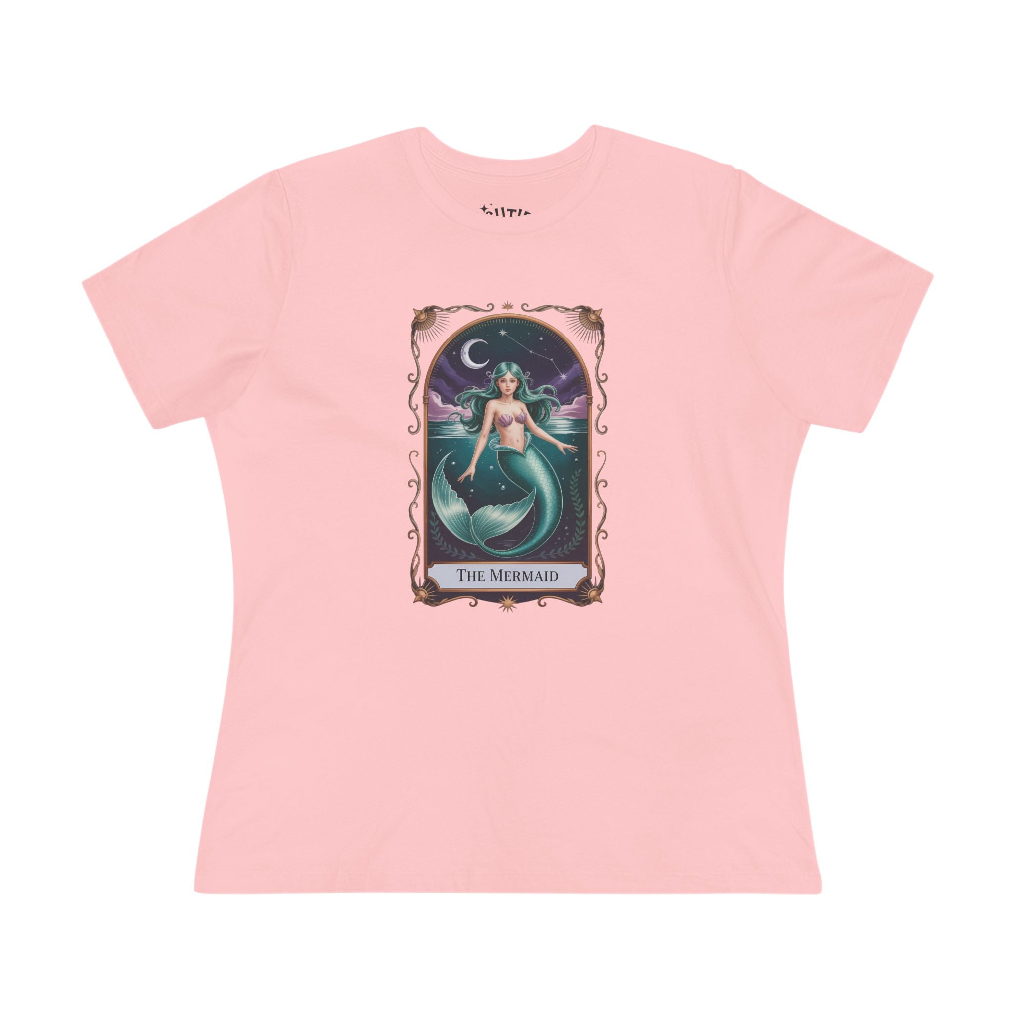 Mermaid Tarot Card Graphic Tee for Women | Cute Summer Top, Beach Wear, Gift for Mermaid Lovers, Casual Style, Fun and Playful