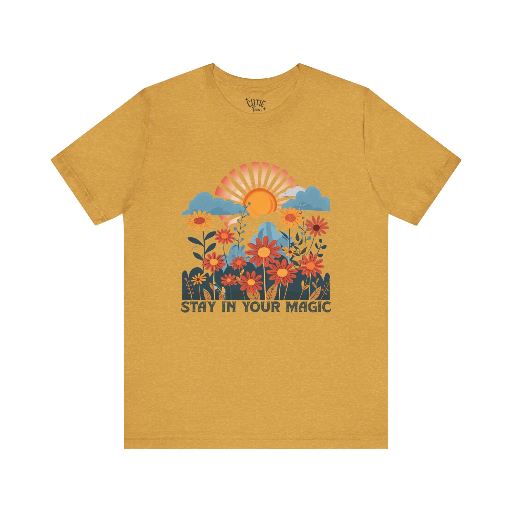 Stay in Your Magic Boho Floral Cotton Tee, Women’s Inspirational Tee, Boho Vibe T-Shirt, Gift for Nature Lovers