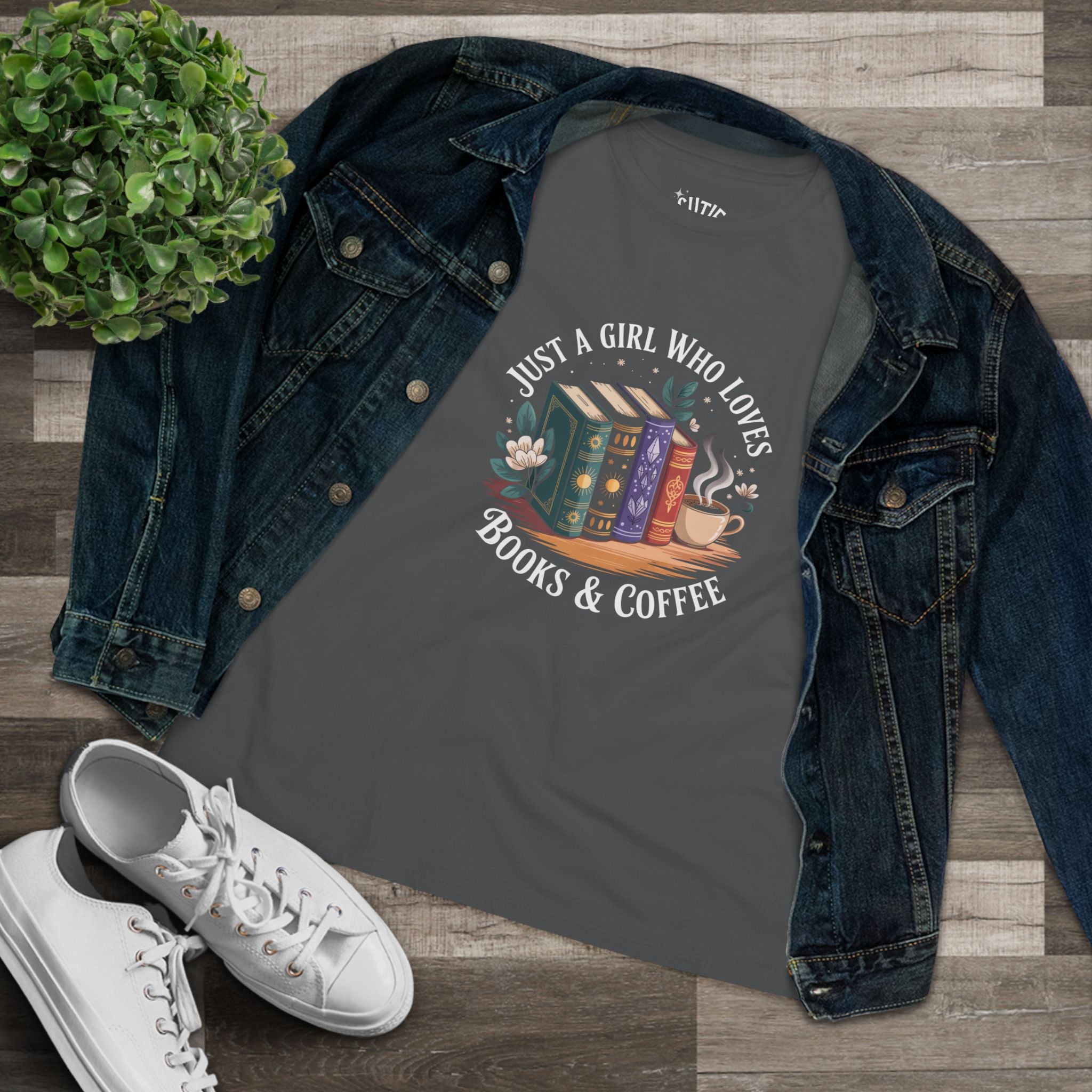 Just a Girl Who Loves Books & Coffee Tee, Cute Literature Shirt, Gift for Book Lovers, Cozy Reading Top, Bookworm Tee