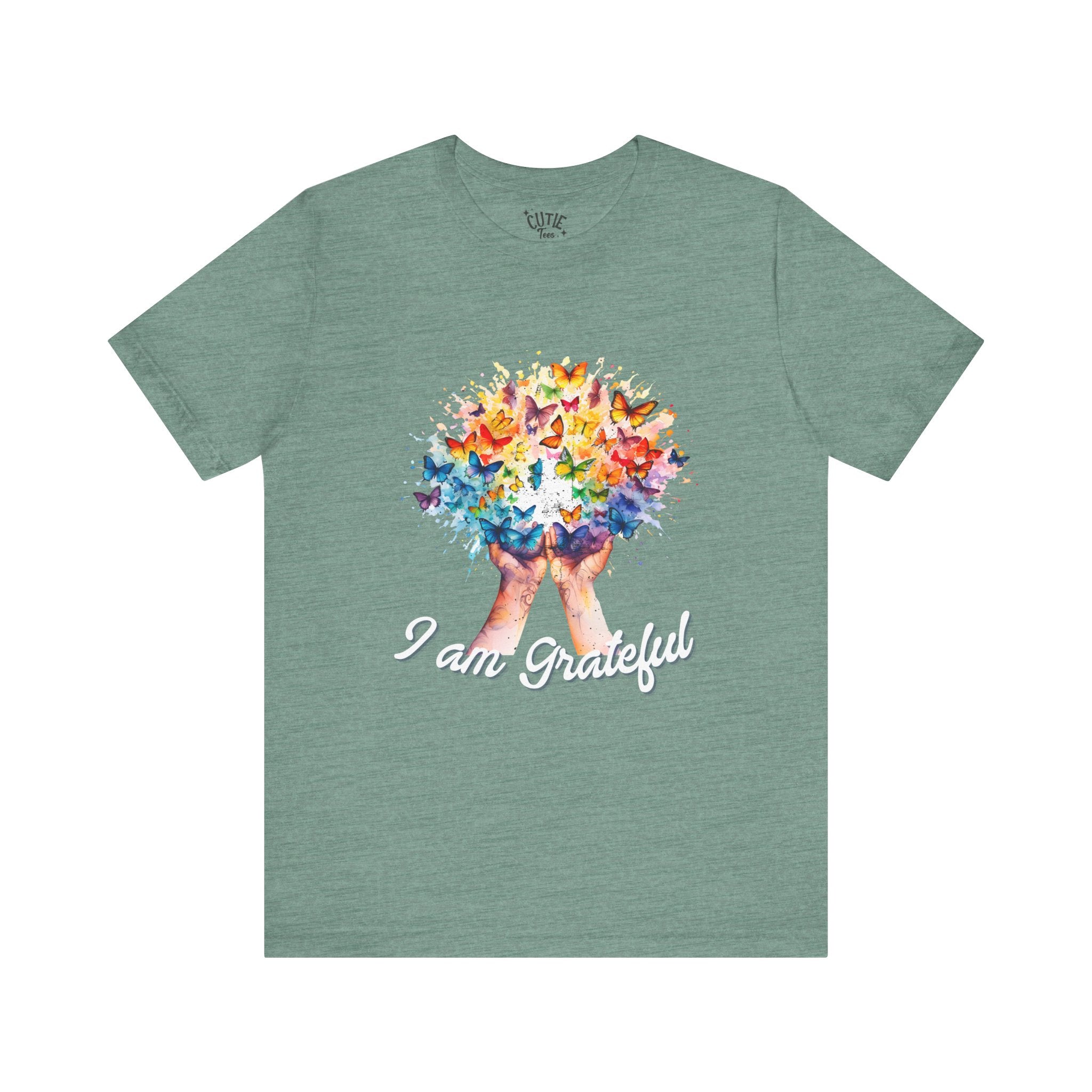 Grateful Butterfly Tee | Unisex Short Sleeve Shirt for Nature Lovers, Inspirational Gift, Comfortable Casual Wear, Eco-Friendly Fashion