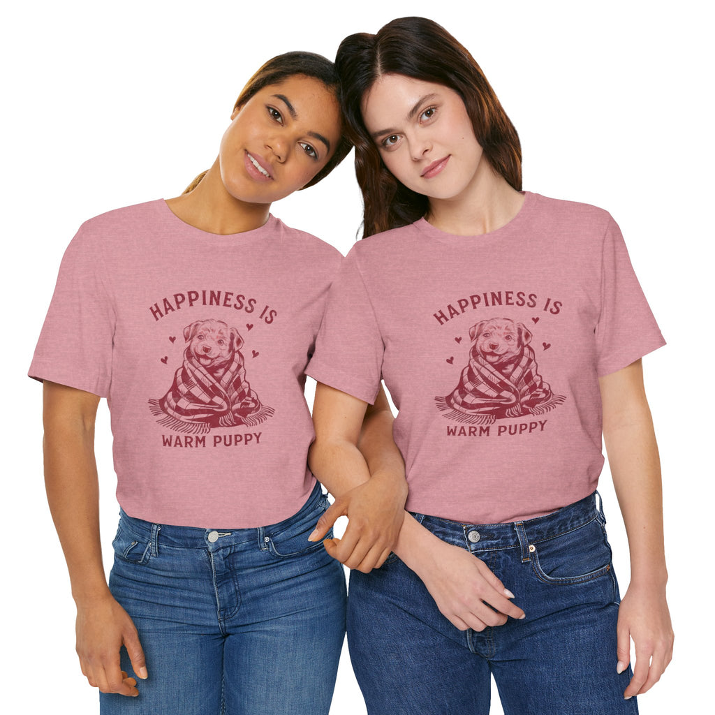 Happiness Is a Warm Puppy Retro Graphic Tee — Heart Puppy Design