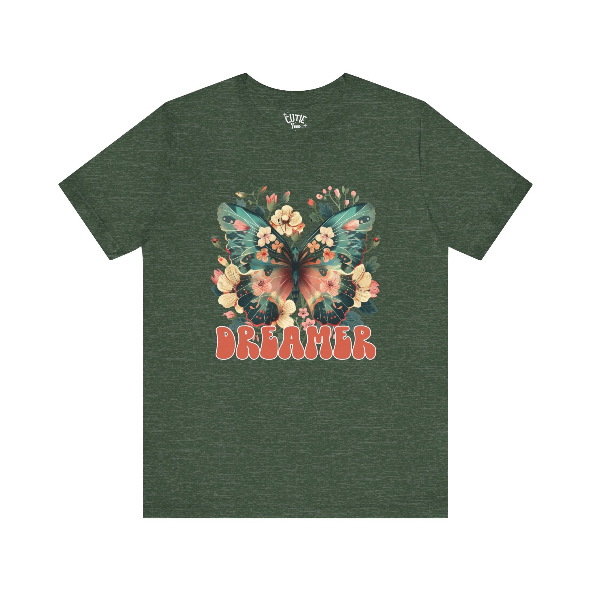 Dreamer Butterfly Unisex Tee, Bohemian Style Shirt, Floral Graphic T-Shirt, Gift for Nature Lovers, Spring Fashion Must-Have