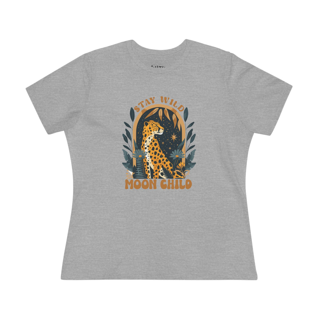 Stay Wild Moon Child Women's Cotton Tee - Nature Lover Gift, Eco-Friendly Fashion, Boho Style, Casual Wear, Inspirational Shirt