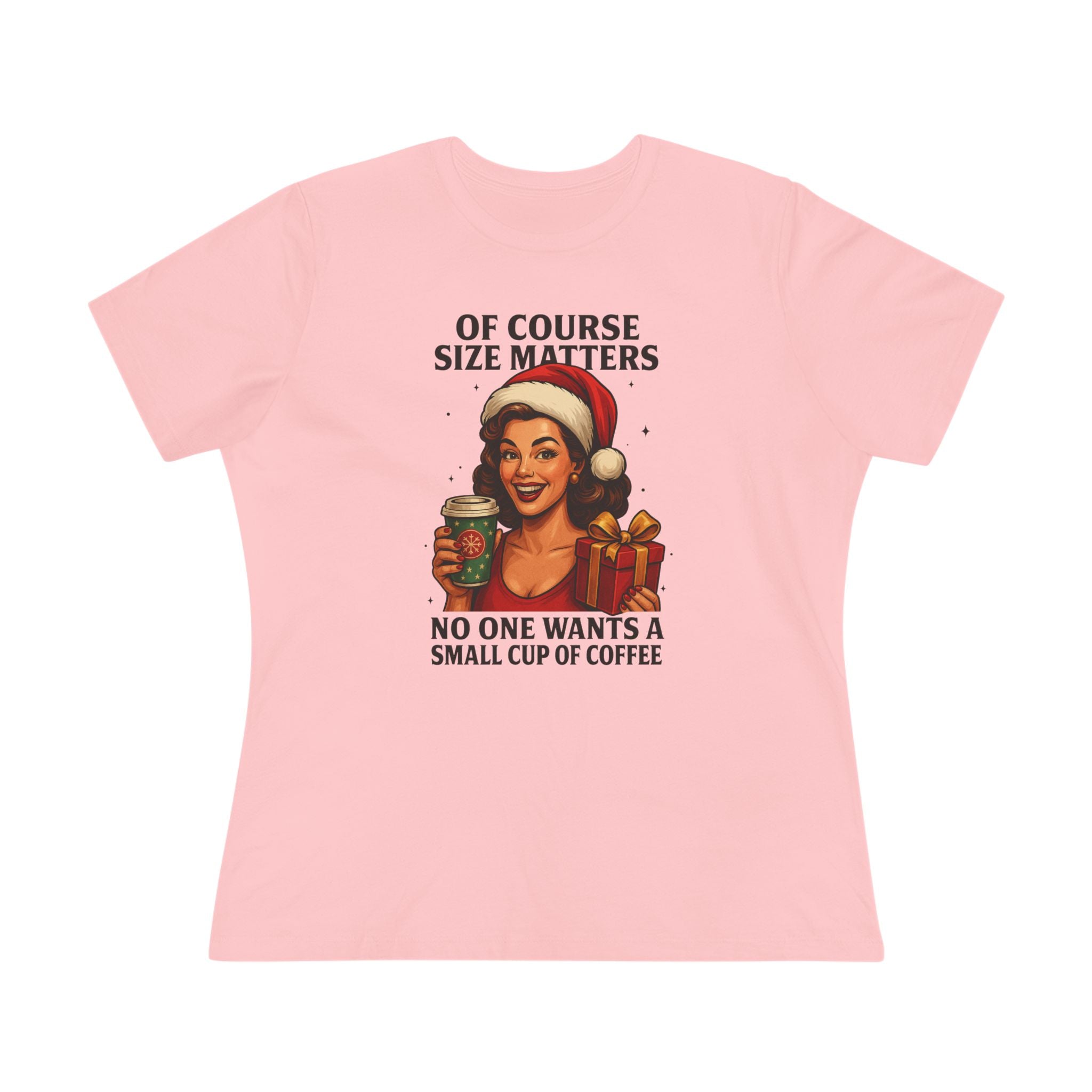 Size Matters Spicy Retro Holiday Women's Cotton Tee - Size Matters Coffee Lovers Shirt, Gift for Women, Christmas Top, Humorous Tee, Quirky Holiday Apparel