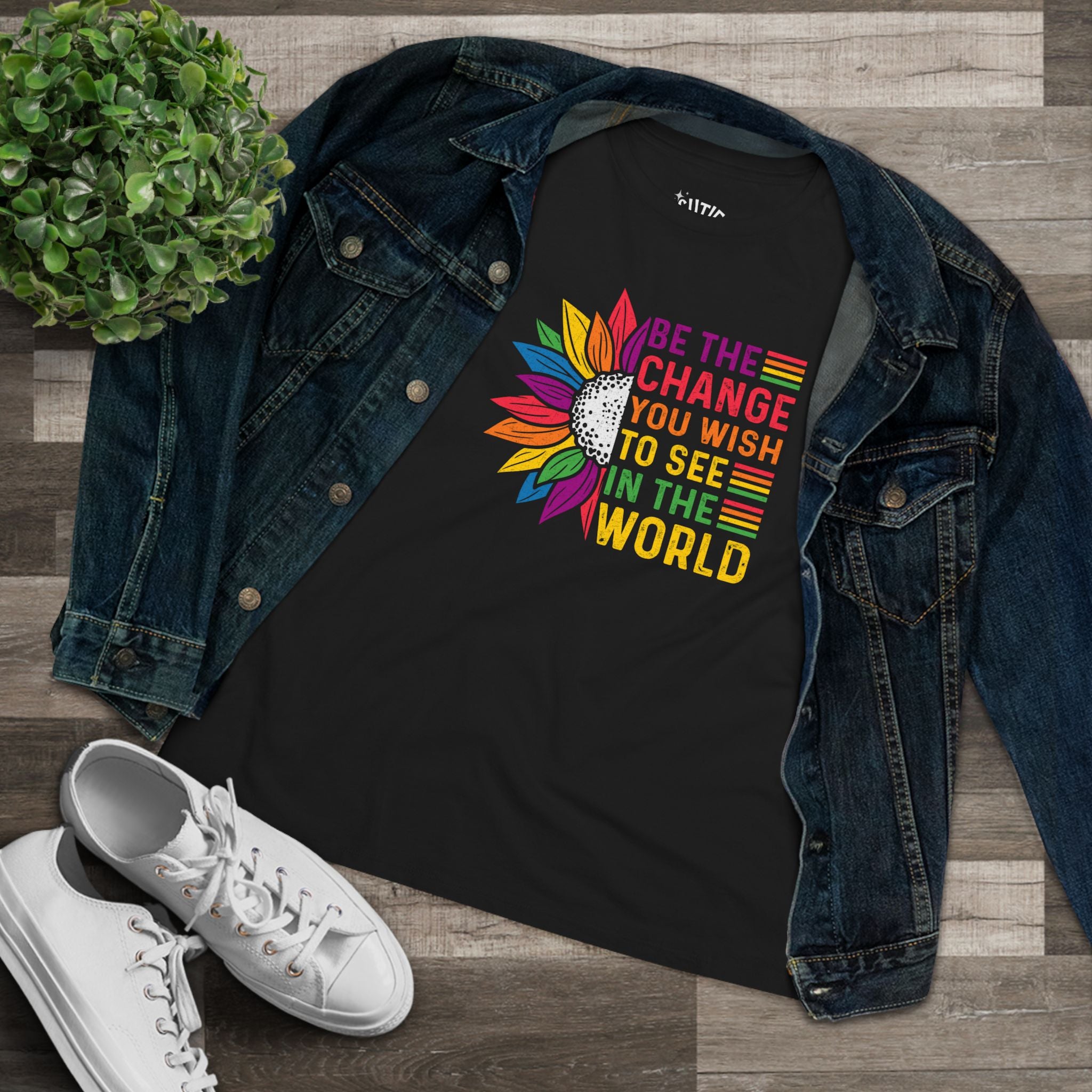 Be the Change Women's Cotton Tee - Inspirational T-Shirt for Social Advocates, Motivational Gift for Women, Casual Wear, Eco-Friendly [...]