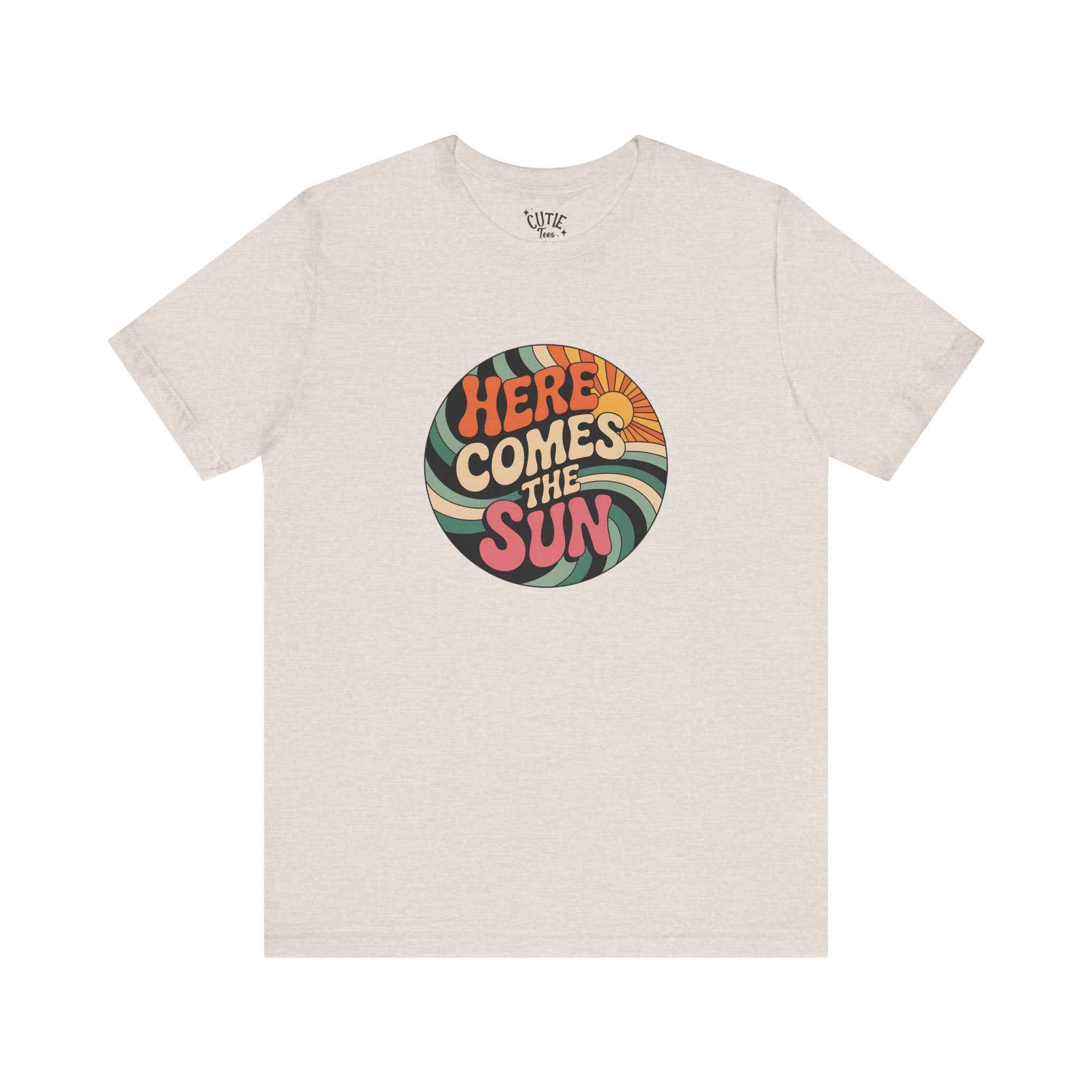 Sun Retro Graphic T-Shirt, Unisex Jersey Tee, Summer Vibes, Gift for Music Lovers, Here Comes the Sun Tee, Festival Wear, Casual Style