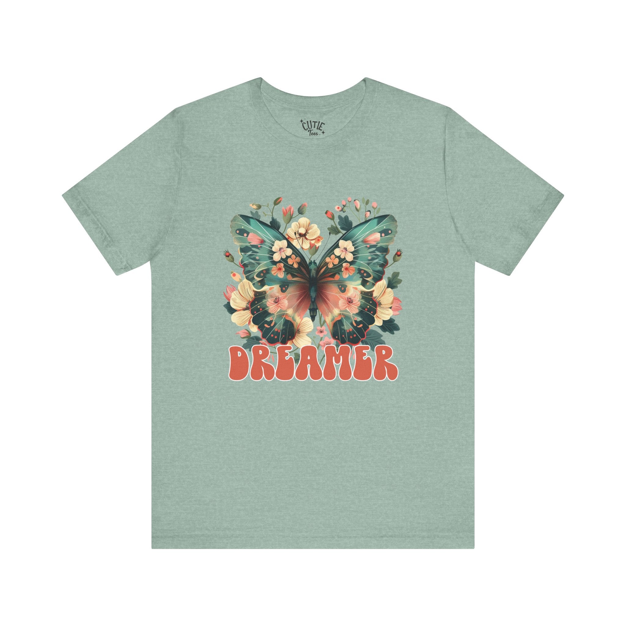 Dreamer Butterfly Unisex Tee, Bohemian Style Shirt, Floral Graphic T-Shirt, Gift for Nature Lovers, Spring Fashion Must-Have