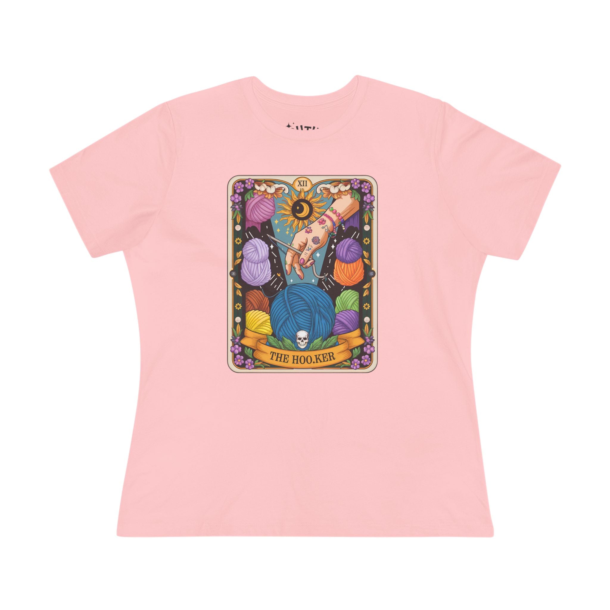 Crochet Hooker Women's Graphic Tee with Tarot Design - The Hooker, Perfect for Tarot Lovers, Spiritual Gifts, Birthday Apparel, Casual Wear, Witchy Style
