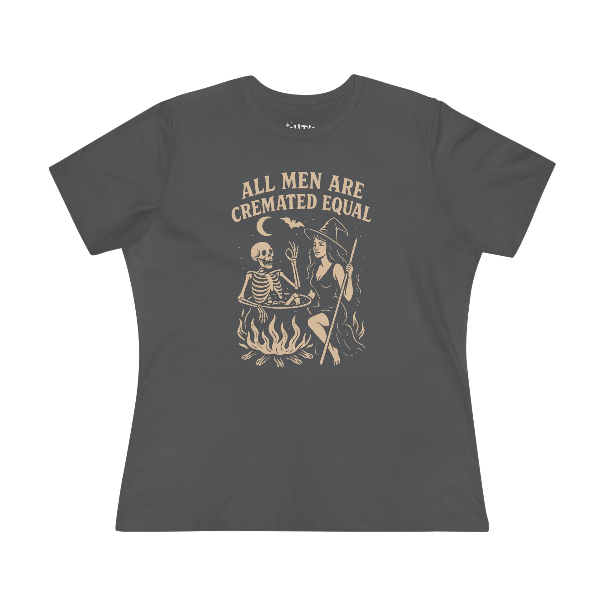 All Men Are Cremated Equal Women's Graphic Tee, Halloween Shirt, Witchy Apparel, Cute Tee for Spooky Season, Gift for Her