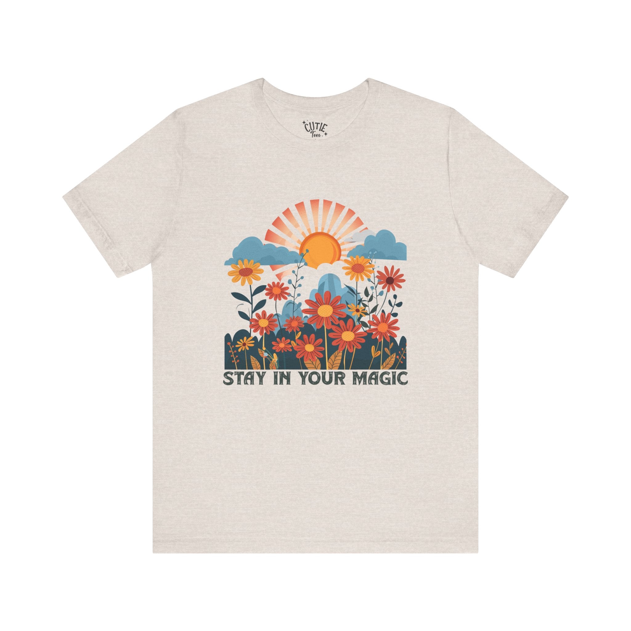 Stay in Your Magic Boho Floral Cotton Tee, Women’s Inspirational Tee, Boho Vibe T-Shirt, Gift for Nature Lovers